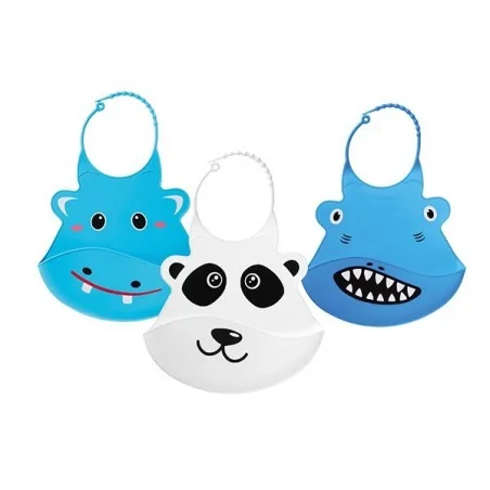NUBY Bavoir en silicone décor animaux avec poche-3m+ ID4398