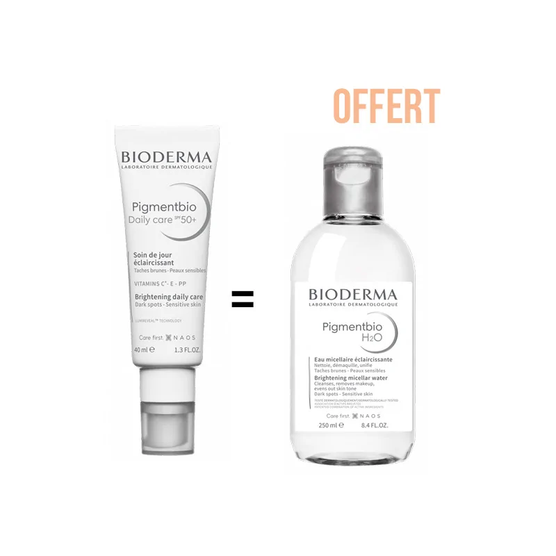 BIODERMA PIGMENTBIO DAILY CARE SPF 50 40ML Achete + PIGMENTBIO H20 EAU MICELLAIRE 250 ML Offert
