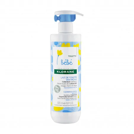 Klorane - Lait de toilette sans rinçage au Calendula apaisant - Bébé - Peau normale à sèche 500 ml