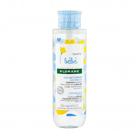 Klorane - Eau nettoyante sans rinçage au Calendula apaisant - Bébé - Peau normale 500 ml