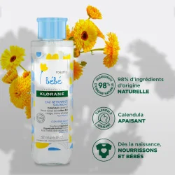 Klorane - Eau nettoyante sans rinçage au Calendula apaisant - Bébé - Peau normale 500 ml