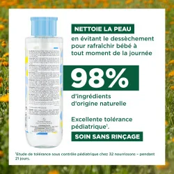 Klorane - Eau nettoyante sans rinçage au Calendula apaisant - Bébé - Peau normale 500 ml