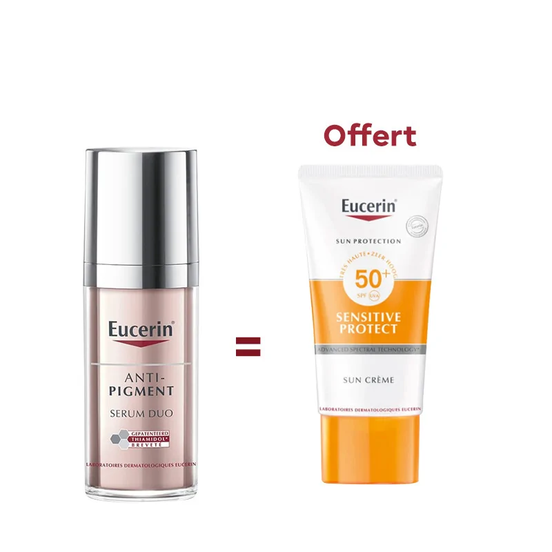 EUCERIN ANTI PIGMENT SÉRUM DUO 30ML ACHETE + EUCERIN SUN CREME 50+ VISAGE 50ML Offert