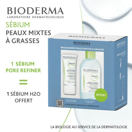 BIODERMA SEBIUM PORE REFINER CONCENTRÉ 30 ML Achete + BIODERMA SEBIUM H2O 250ML Offert