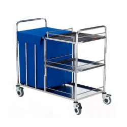 Chariot à linge inox avec 3...