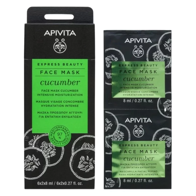 APIVITA EXPRESS BEAUTY FACE MASK CUMCUMBER INTENSE 2X8MLX6